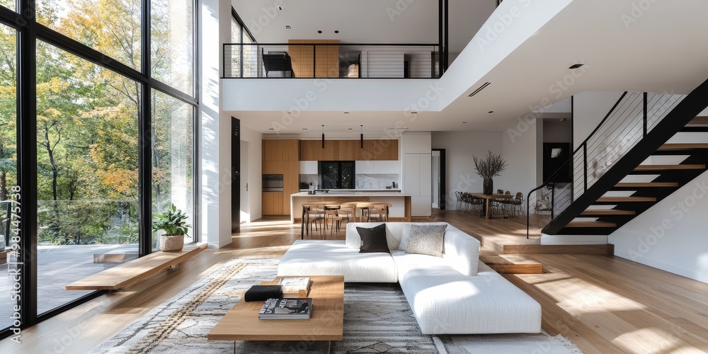 Fototapeta premium Modern Open Concept Living Room with Natural Light