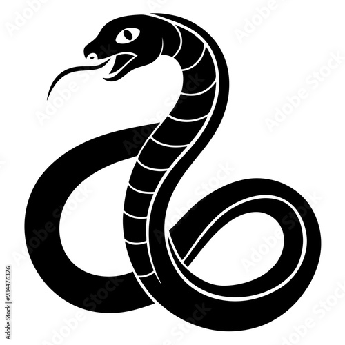 Stylized black snake icon representing danger and nature in graphic design