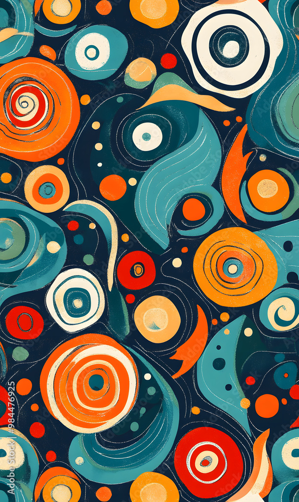 Fototapeta premium carpet or tile pattern 2D illustrator doodle wallpaper
