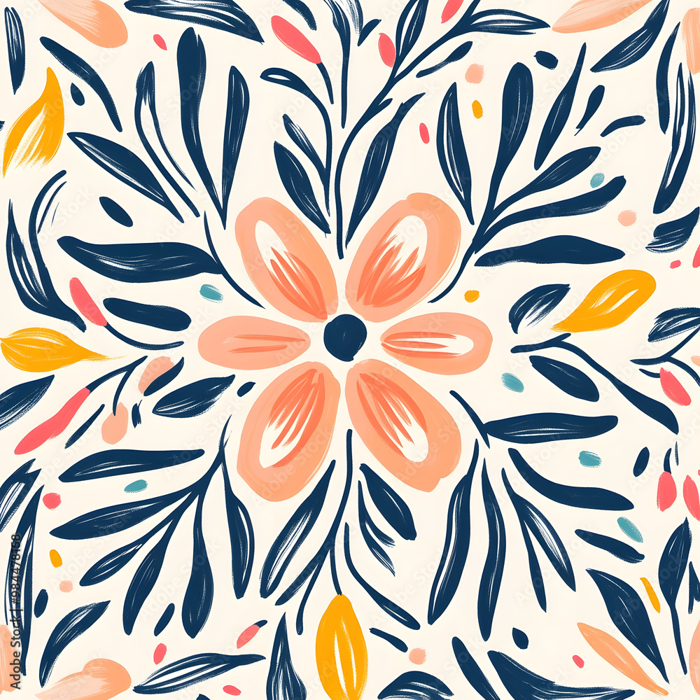 Fototapeta premium carpet or tile pattern 2D illustrator doodle wallpaper