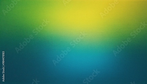 Vibrant Gradient Texture Smooth Transition from Bright Yellow to Cool Blue with Subtle Green Midtones on a Textured Fabric Surface. Grainy Retro Noise Banner Texture Web Design Copy Space photo