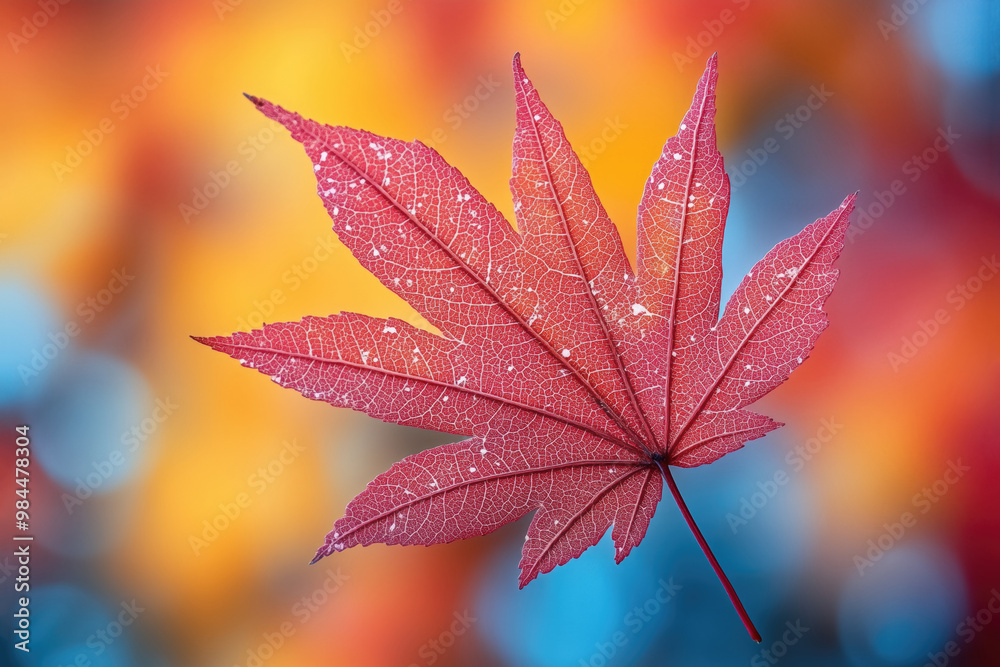 Autumn maple leaf on blurred bokeh background Autumn maple leaf on blurred bokeh background