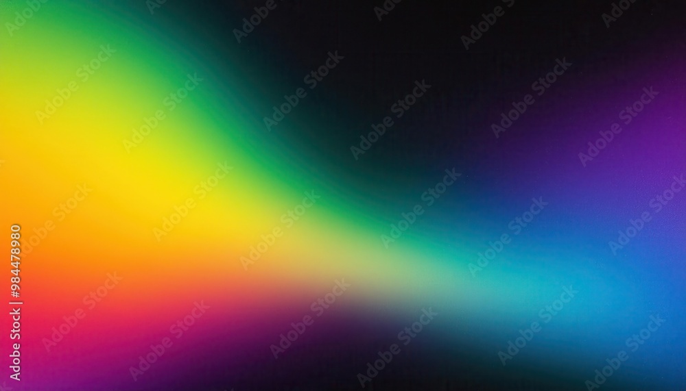 Vibrant Gradient of Blended Rainbow Colors Fading into Darkness. Spectrum of Light Transitioning Warm Hues Red Yellow Green to Cool Tones of Blue Indigo Violet Grainy Retro Noise Banner Texture Web Vibrant Gradient of Blended Rainbow Colors Fading into Darkness. Spectrum of Light Transitioning Warm Hues Red Yellow Green to Cool Tones of Blue Indigo Violet Grainy Retro Noise Banner Texture Web