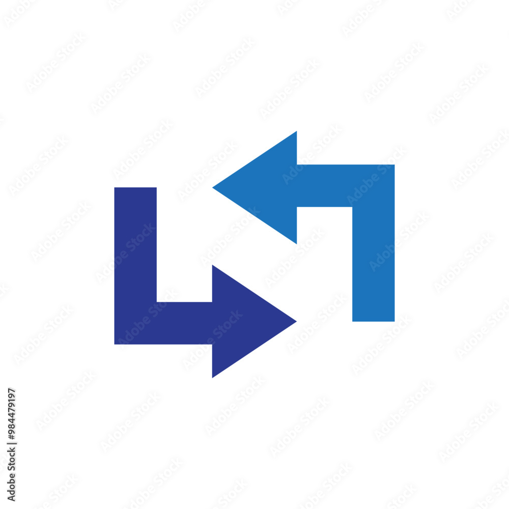 Blue left and right arrow logo, Abstract symbol business logotype Blue left and right arrow logo, Abstract symbol business logotype