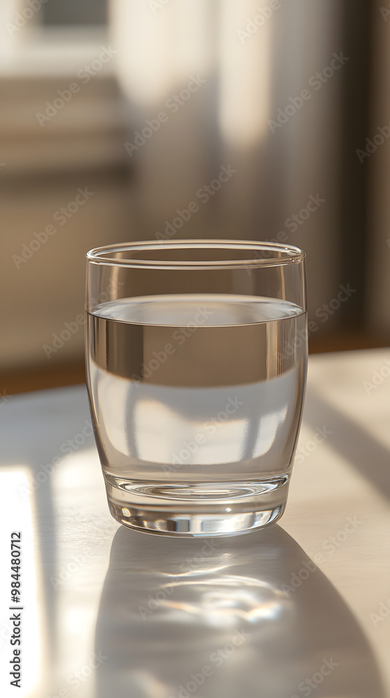 A starkly empty glass, shadows play on a white tabletop. A starkly empty glass, shadows play on a white tabletop.