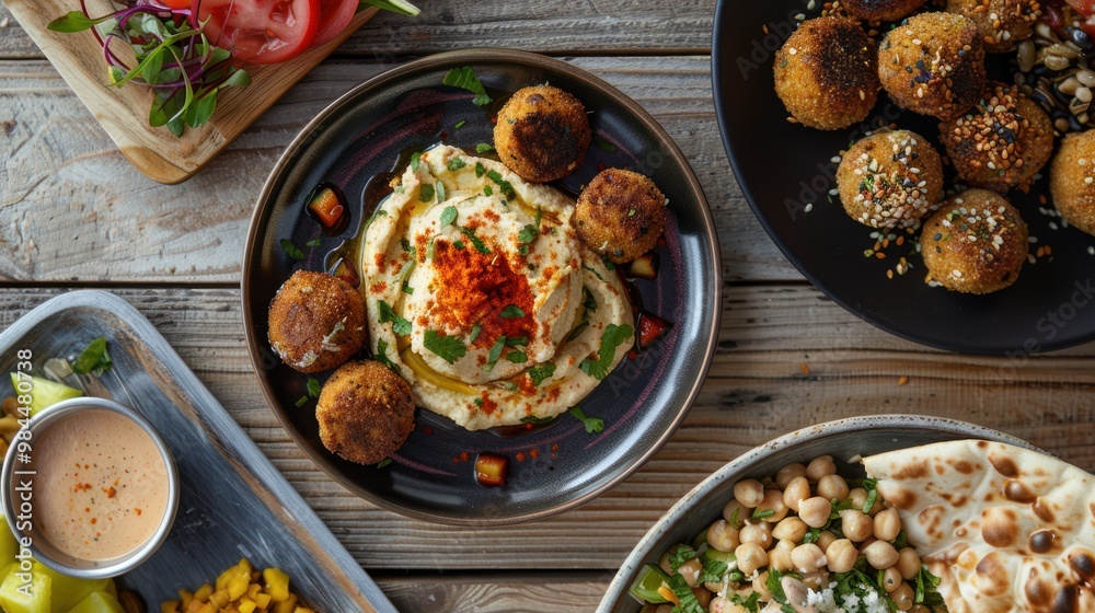 Hummus, Falafel, and Chickpea Salad Hummus, Falafel, and Chickpea Salad
