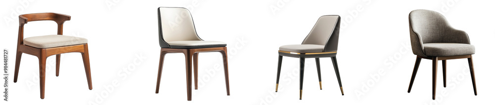 Elegant wooden chairs arranged in stylish display indoors, on the Transparent background, PNG Format Elegant wooden chairs arranged in stylish display indoors, on the Transparent background, PNG Format