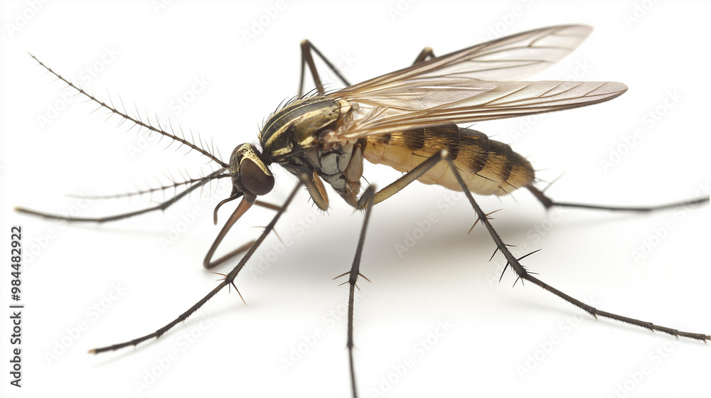 Macro Shot of Blood Sucking Mosquito on a Clean White Background Macro Shot of Blood Sucking Mosquito on a Clean White Background