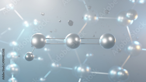 isocyanic acid molecular structure, 3d model molecule, hydracid, structural chemical formula view from a microscope photo