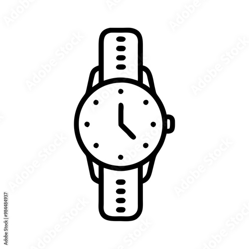 Black Vector Wristwatch Icon, Minimalistic Design