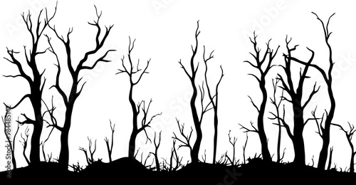 Forest destruction silhouette
