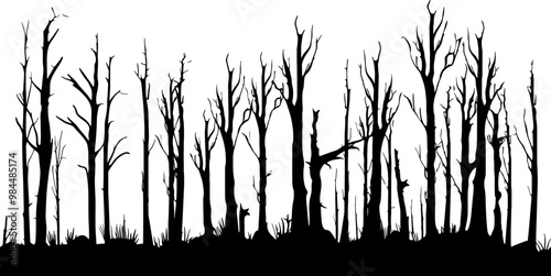 Forest destruction silhouette