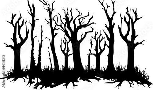 Forest destruction silhouette