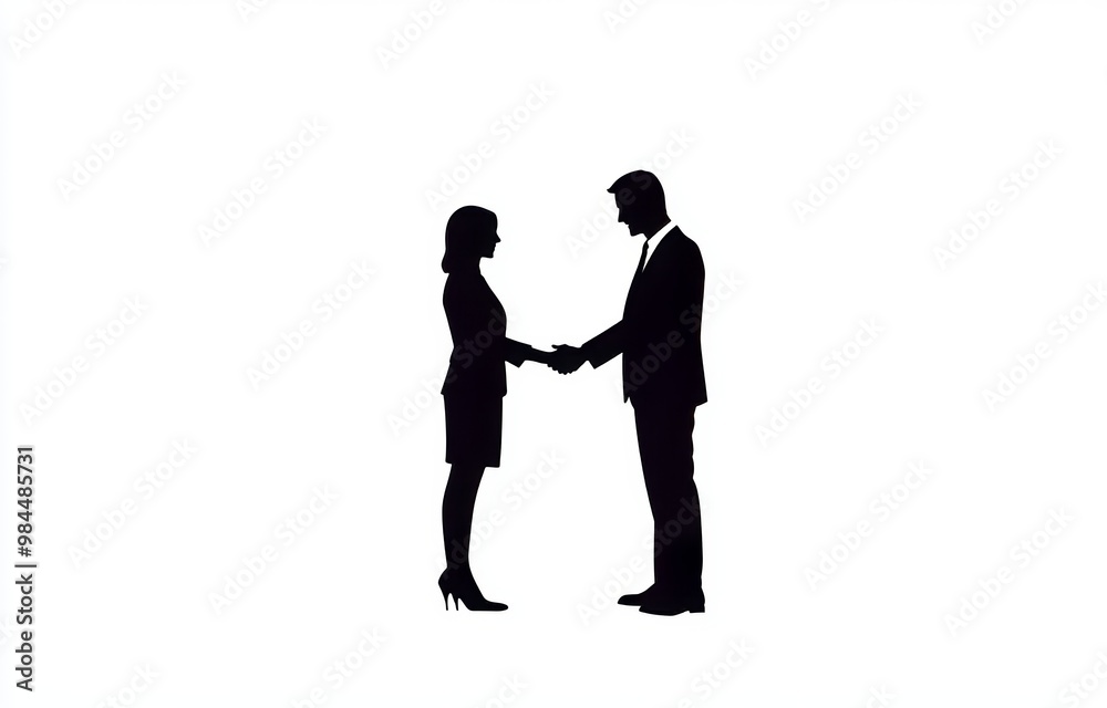 Black and white / modern / flat design / icons / two men are handprinting each other Black and white / modern / flat design / icons / two men are handprinting each other