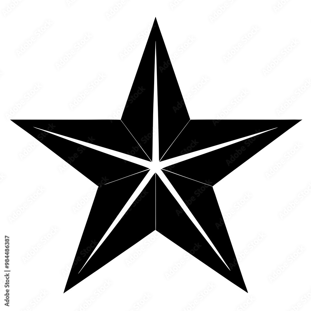 Stylized black star icon symbolizing achievement and excellence in graphic design Stylized black star icon symbolizing achievement and excellence in graphic design