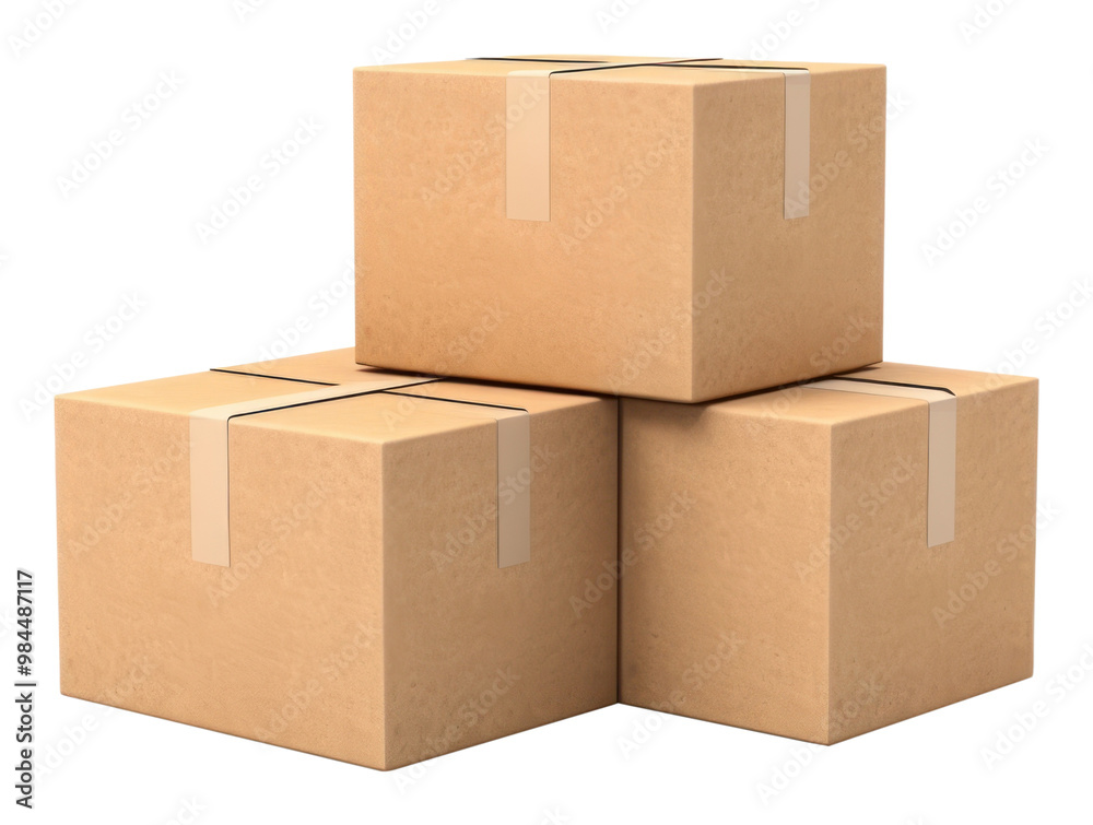 PNG stacked moving cardboard boxes, transparent background. PNG stacked moving cardboard boxes, transparent background.