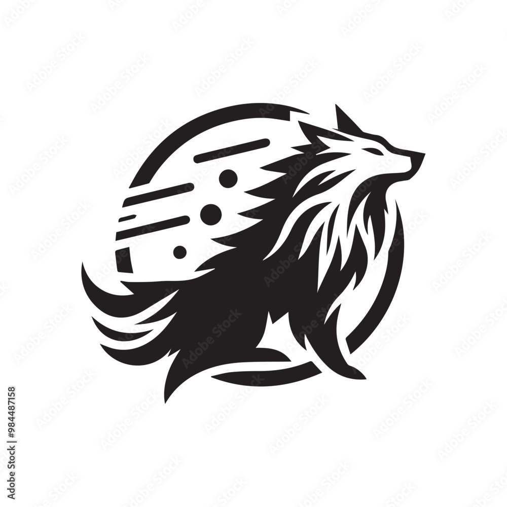 Minimalist wolf logo with white background Minimalist wolf logo with white background