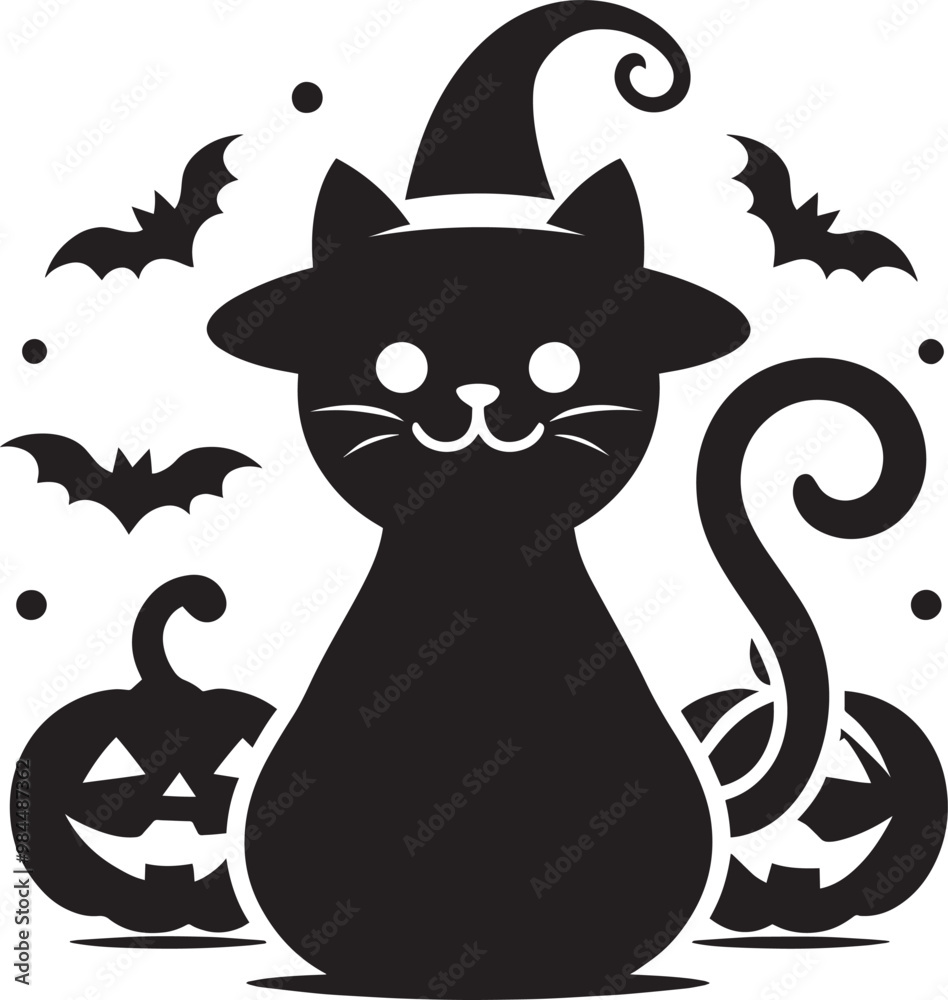 Halloween scary cat silhouette vector illustration isolated on a white background Halloween scary cat silhouette vector illustration isolated on a white background
