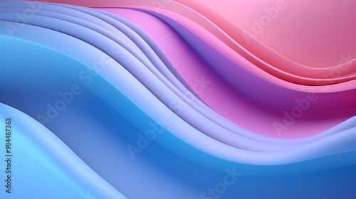 The curves of blue and pink lines. AI Generative.
