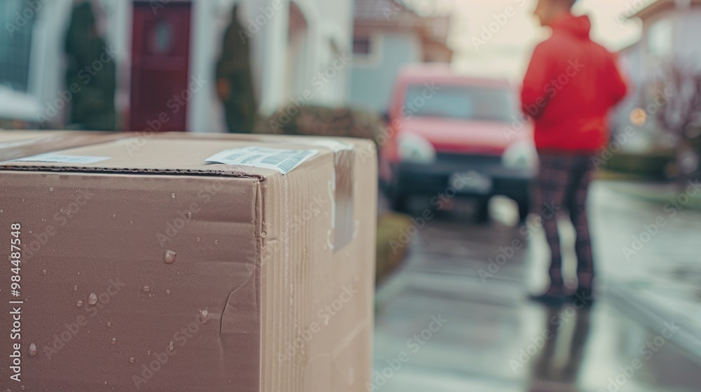 Delivery Box on Wet Pavement
