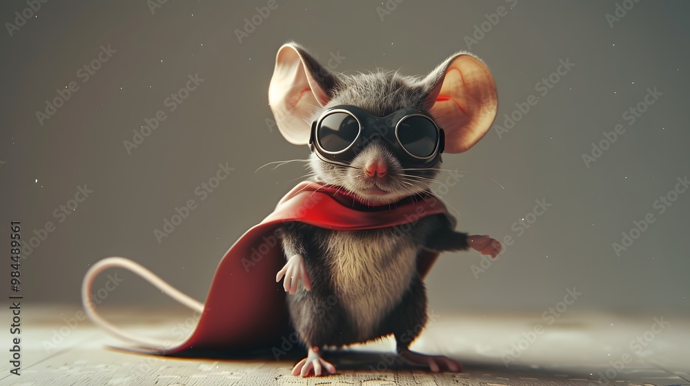 Adorable Superhero Mouse in Mask and Cape, Ready to Save the Day Adorable Superhero Mouse in Mask and Cape, Ready to Save the Day