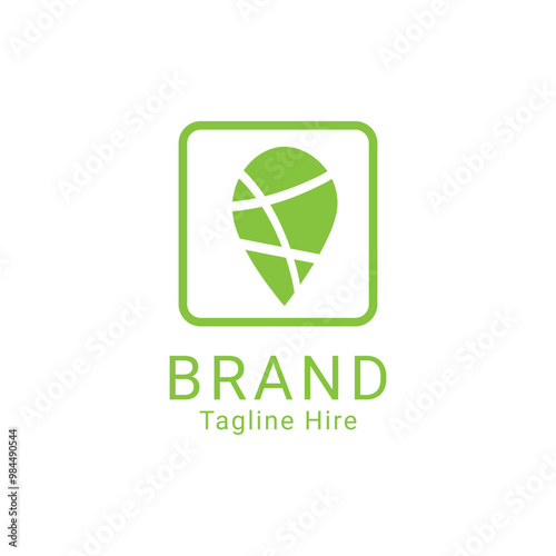 simple logo with a green map theme