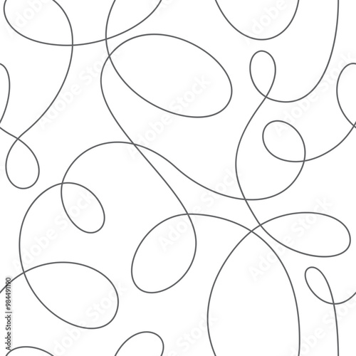 Seamless continuous line pattern. Abstract squiggly background with continuous lines. Curvy intersections of ropes