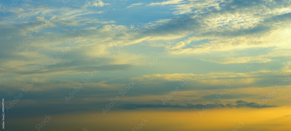 sunset Sky background, Sunrise sky with lighted clouds. Wide photo. sunset Sky background, Sunrise sky with lighted clouds. Wide photo.