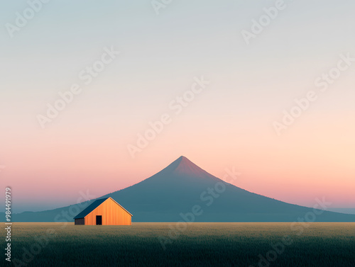 Moon Setting Behind Distant Mountain Casting a Soft Glow | Serene Nighttime Landscape