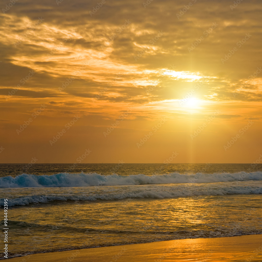 Fototapeta premium Sea and bright sunset. Concept - vacation and travel.