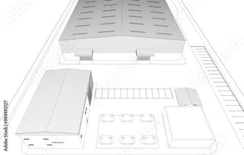 3D illustration of industrial project