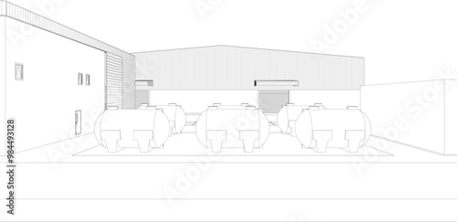 3D illustration of industrial project