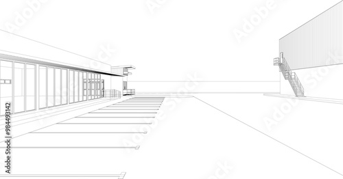 3D illustration of industrial project