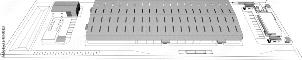 3D illustration of industrial project 3D illustration of industrial project