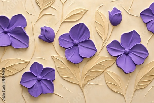 White background with three stucco flowers photo