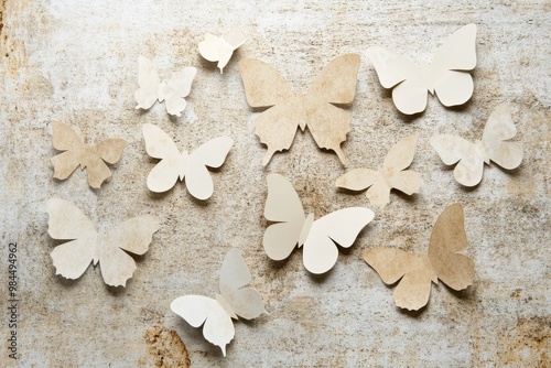 Gold details and a white background decorate this stucco relief image