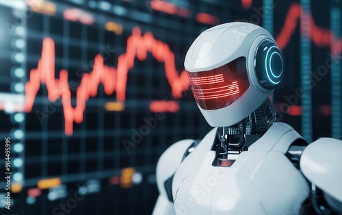 Wallpaper Mural Highfrequency trading robot performing rapid trades, with a neoncolored stock interface Torontodigital.ca