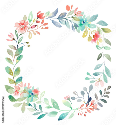 PNG Ribbon circle border pattern plant creativity.