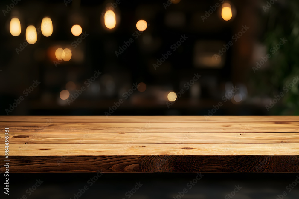 Empty Wooden Table with Cafe Background | Cozy Setting for Relaxation and Dining Empty Wooden Table with Cafe Background | Cozy Setting for Relaxation and Dining