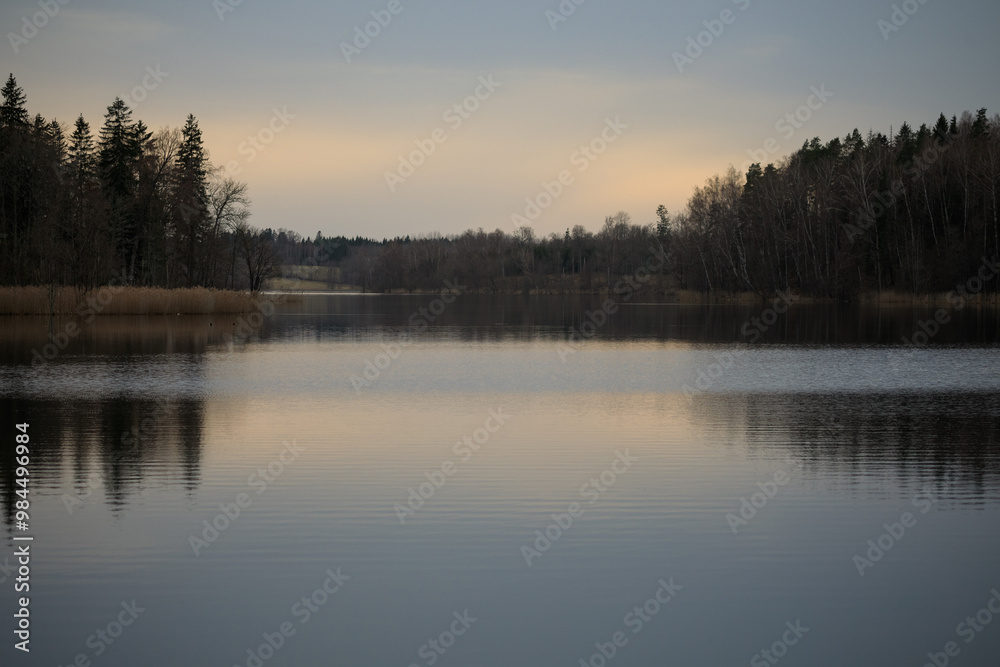 Tranquil early spring scene of Vasaknas lake Tranquil early spring scene of Vasaknas lake