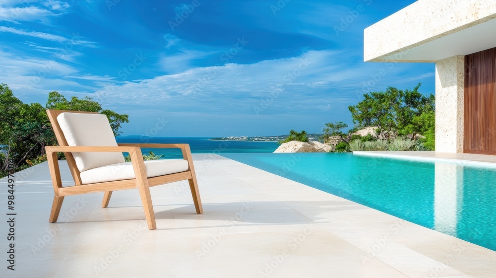 Modern Chair by Serene Poolside in Bright Nature Modern Chair by Serene Poolside in Bright Nature