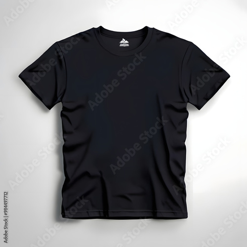 Basic t-shirt design, displayed from the front and back angles of black color