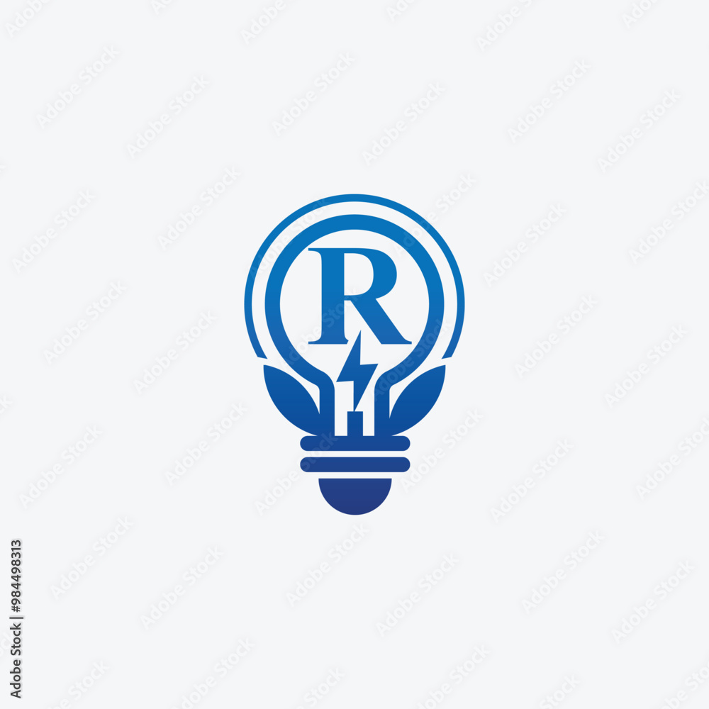Electric Energy Bulb Logo And Letter R