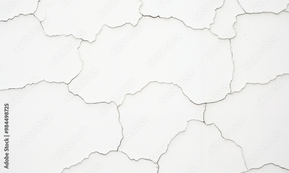 Fototapeta premium Cracked white paint texture on wall surface with empty space, copy space, chipped paint texture