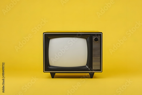 Old Television on Yellow Background | Retro Style with Bold Vintage Aesthetic