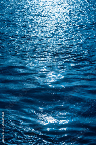 water sea texture background with waves and sunlight reflection.