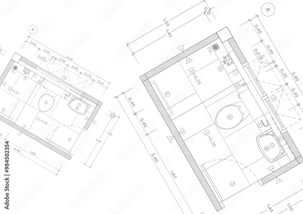 Floor plan designed building on the drawing. Floor plan designed building on the drawing.