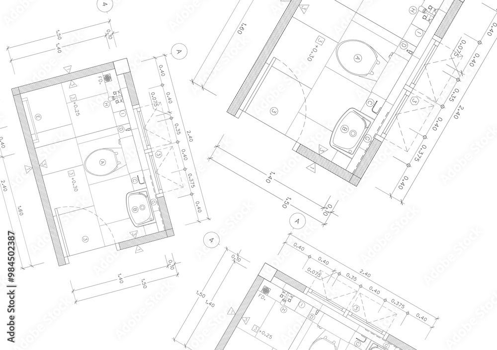 Floor plan designed building on the drawing. Floor plan designed building on the drawing.