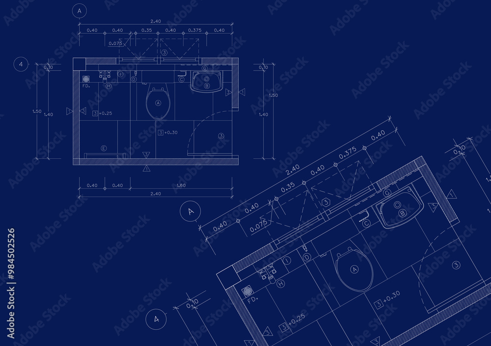 Floor plan designed building on the drawing. Floor plan designed building on the drawing.