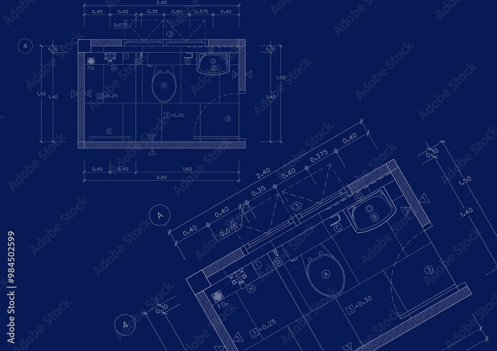 Floor plan designed building on the drawing. Floor plan designed building on the drawing.